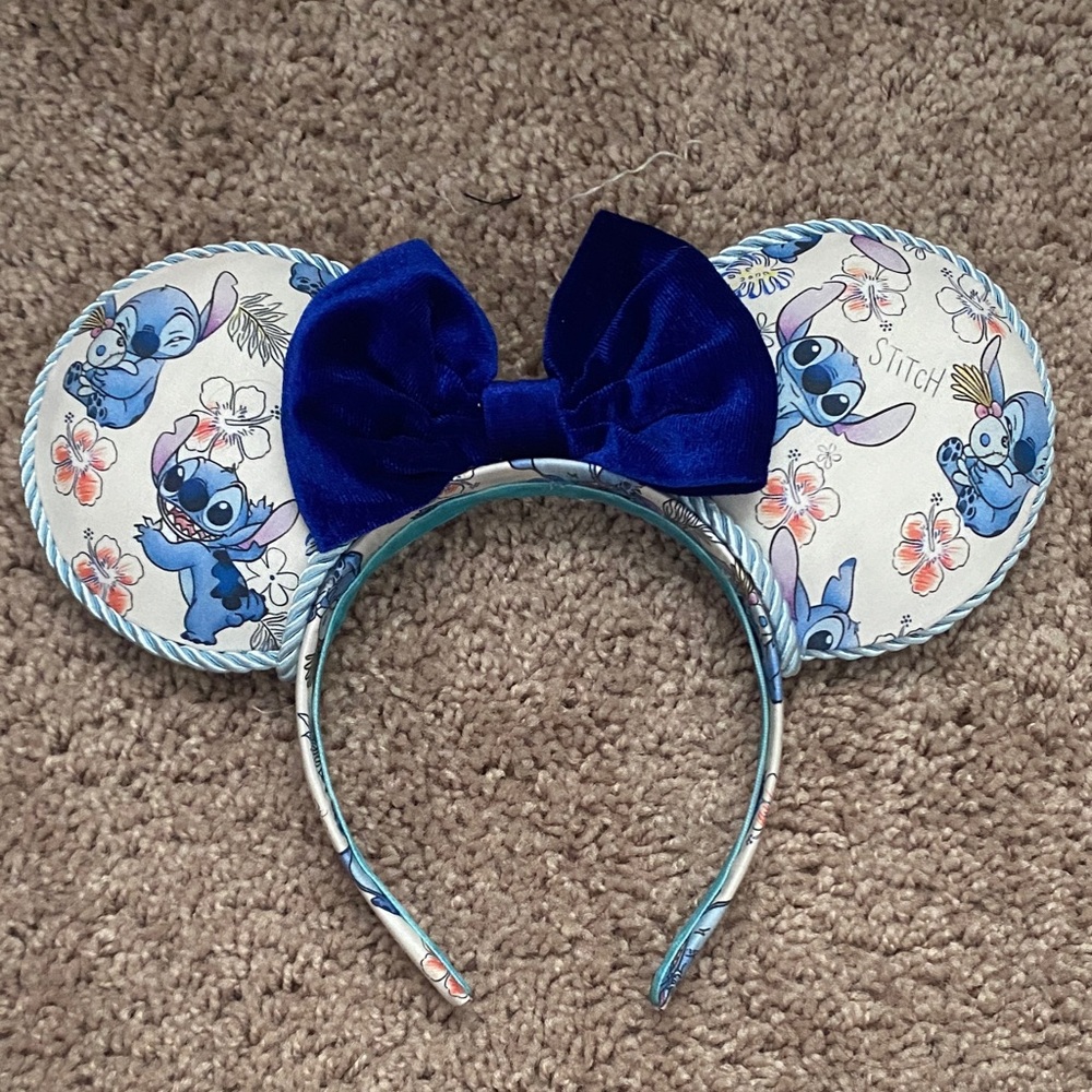 Stitch Themed Mouse Ears with Blue Bow